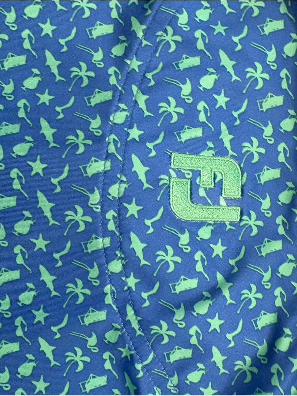 FootJoy FJ Athletic Fit XL Golf Polo Blue Green Tropical Print Performance Golf - Picture 7 of 10